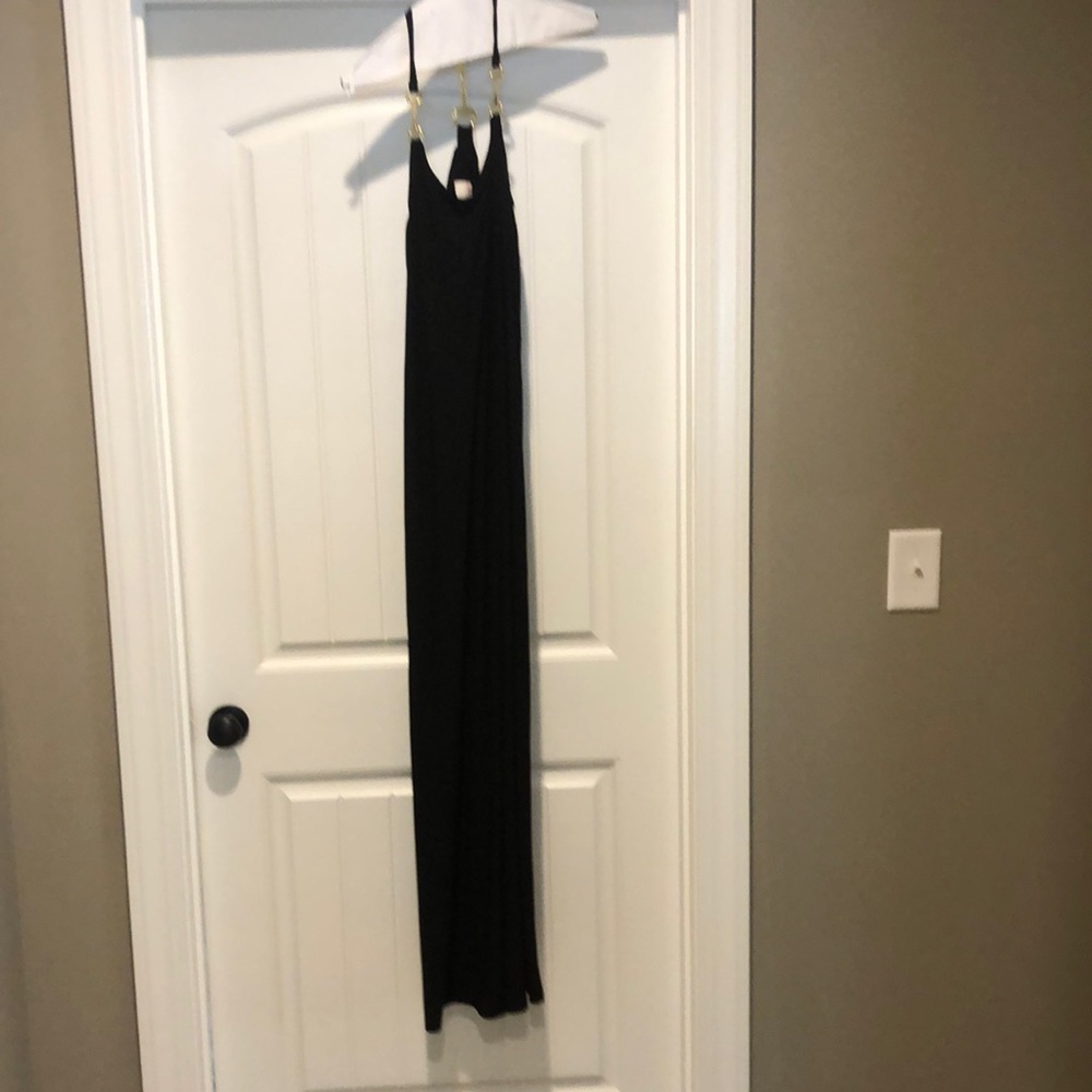 Long black racer back maxi dress